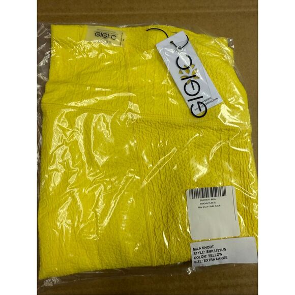 New Gigi C Mila Snakeskin High Waist Bike Shorts XL Bright Yellow - Picture 2 of 6